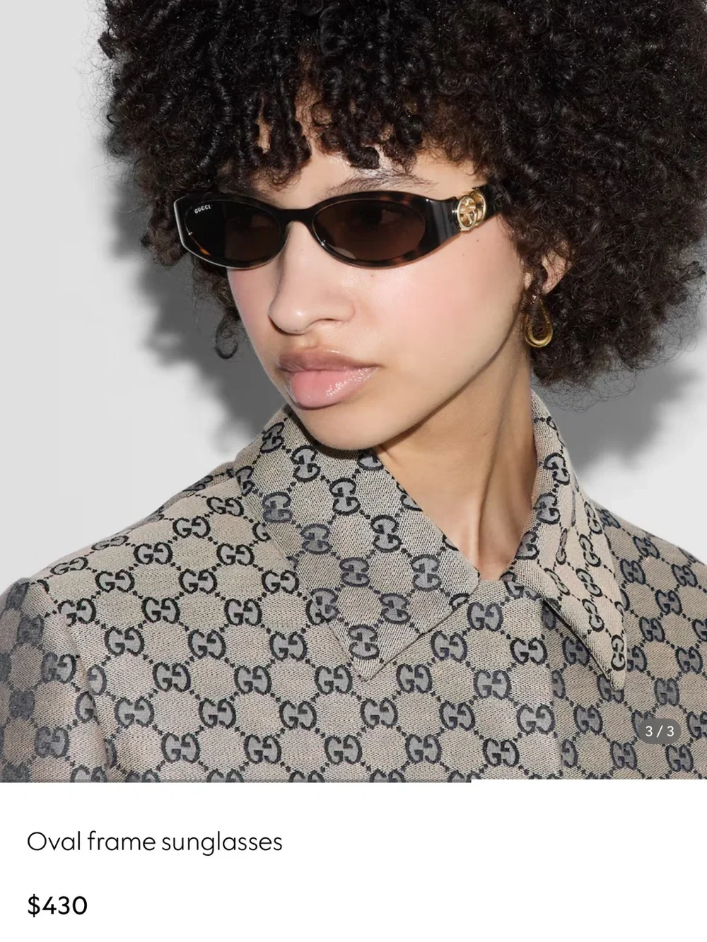 Gucci Tortoiseshell Oval Sunglasses with Brown Lenses